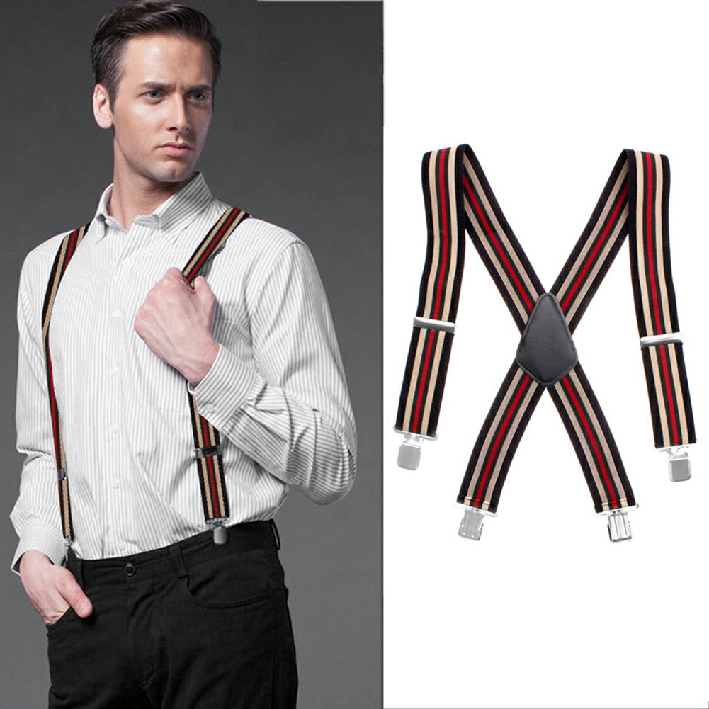 Adjustable Stripe Plain Mens Braces Suspenders Heavy Duty Trouser Elastic 50mm