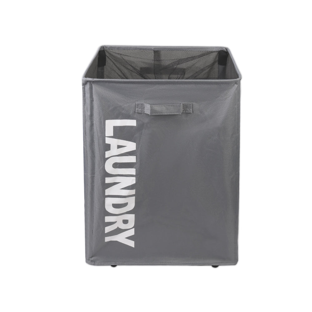Laundry Basket Collapsible on Wheels Washing Clothes Bin Slim Rolling Hamper - Grey
