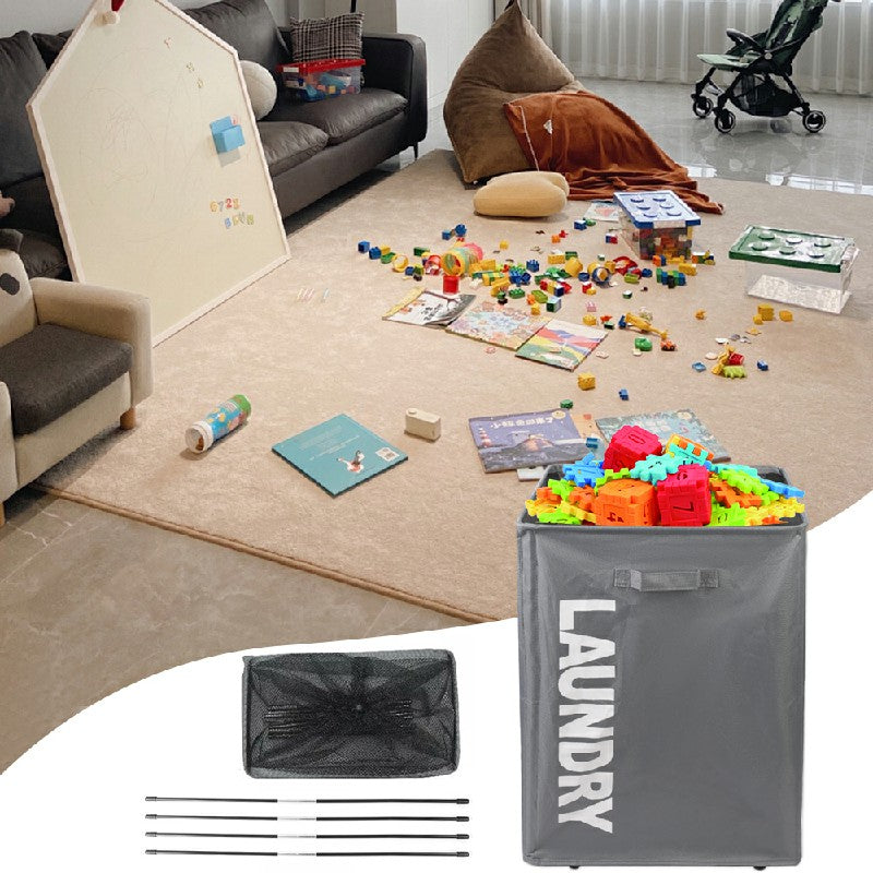 Laundry Basket Collapsible on Wheels Washing Clothes Bin Slim Rolling Hamper - Grey