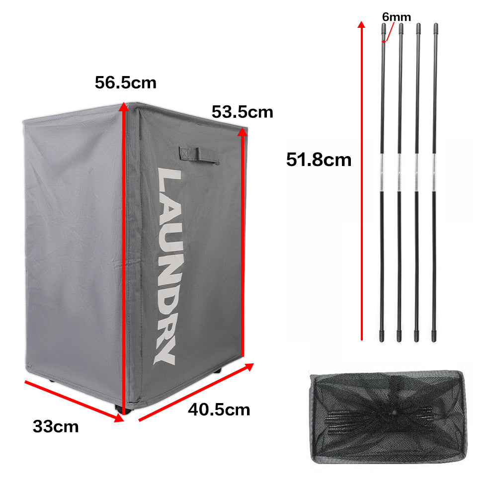 Laundry Basket Collapsible on Wheels Washing Clothes Bin Slim Rolling Hamper - Grey