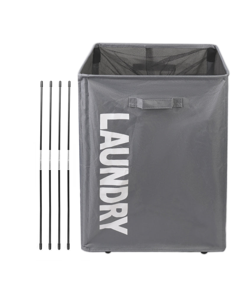 Laundry Basket Collapsible on Wheels Washing Clothes Bin Slim Rolling Hamper - Grey