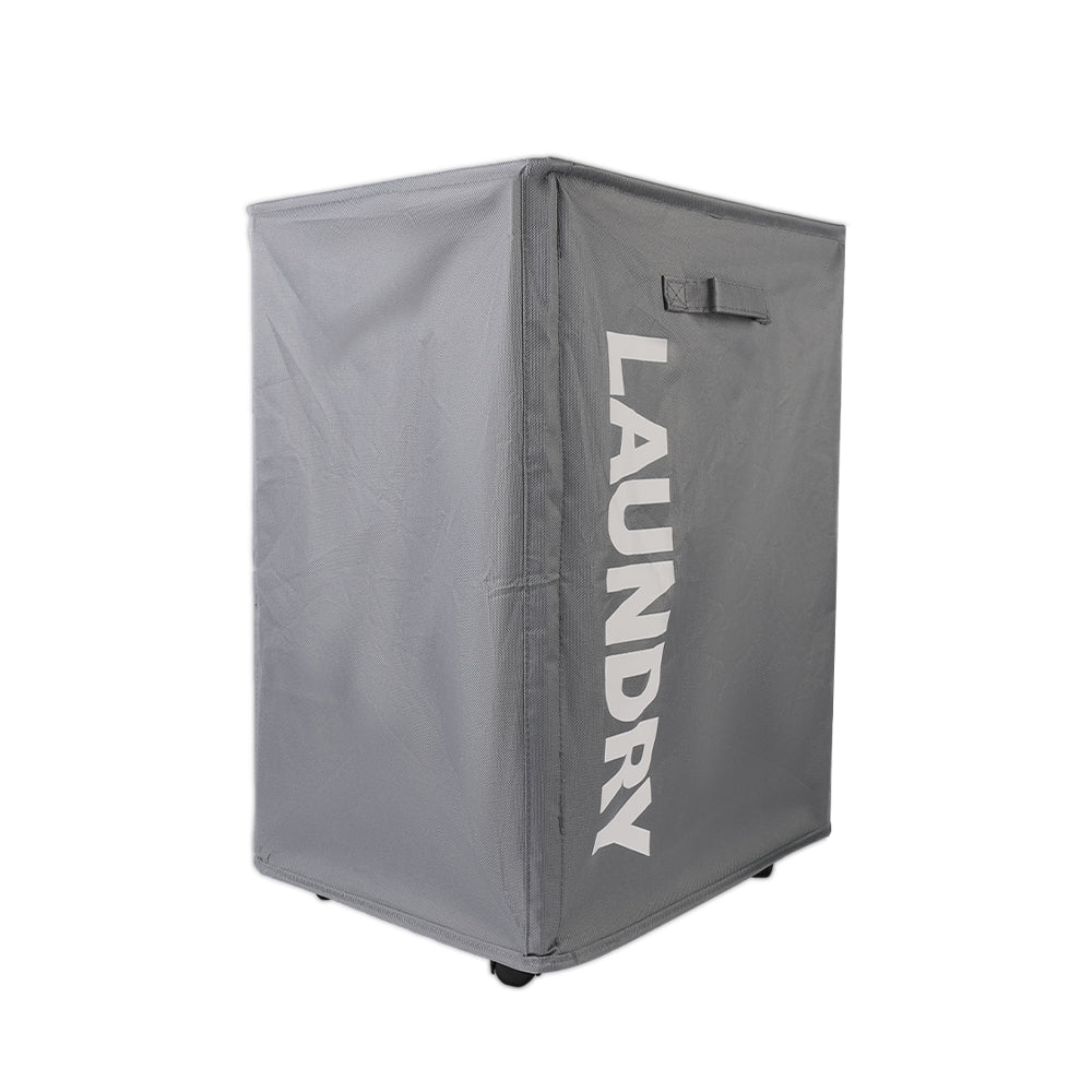 Laundry Basket Collapsible on Wheels Washing Clothes Bin Slim Rolling Hamper - Grey