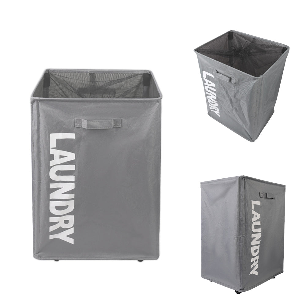 Laundry Basket Collapsible on Wheels Washing Clothes Bin Slim Rolling Hamper - Grey
