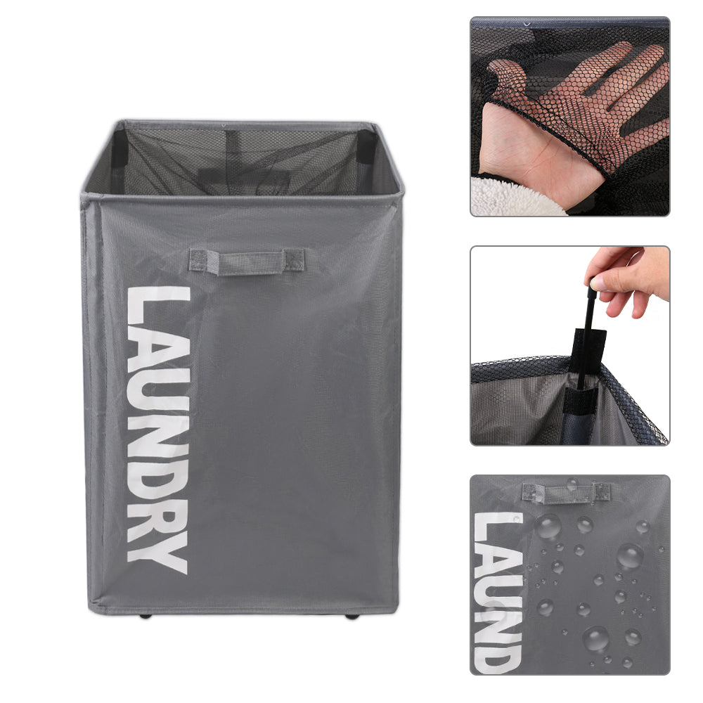Laundry Basket Collapsible on Wheels Washing Clothes Bin Slim Rolling Hamper - Grey