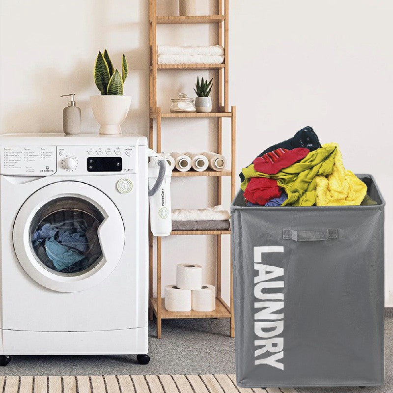 Laundry Basket Collapsible on Wheels Washing Clothes Bin Slim Rolling Hamper - Grey