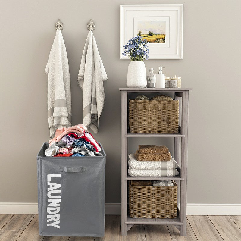 Laundry Basket Collapsible on Wheels Washing Clothes Bin Slim Rolling Hamper - Grey