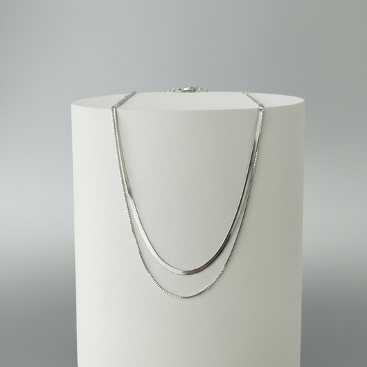Milan Luxe Silver Plated Double Layer Chain