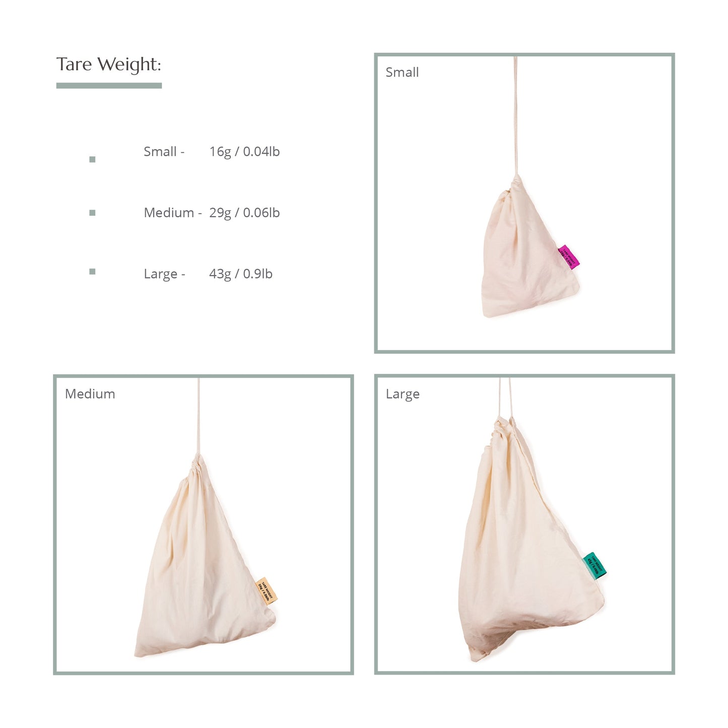 Reusable Produce Bags - Organic Cotton - Pack of 3 Wild And Stone