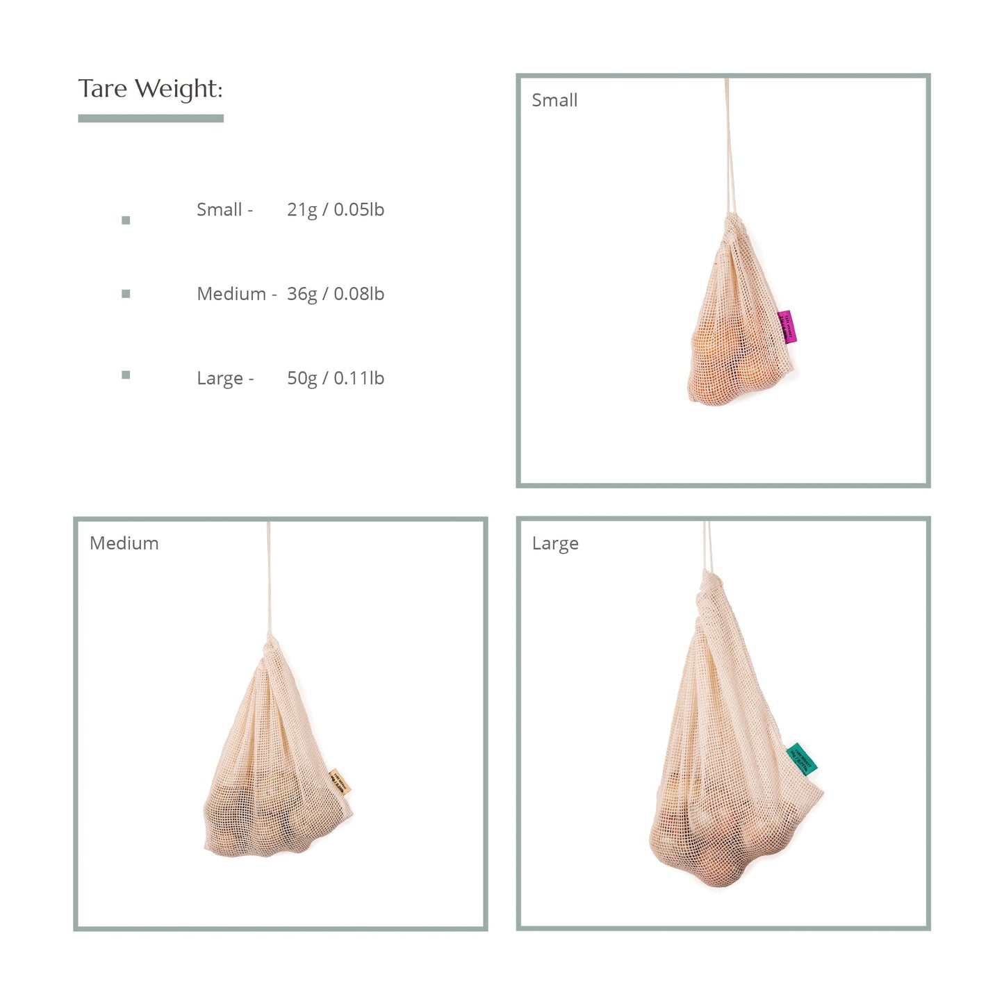 Reusable Mesh Produce Bags - Organic Cotton - 3 Pack Wild And Stone