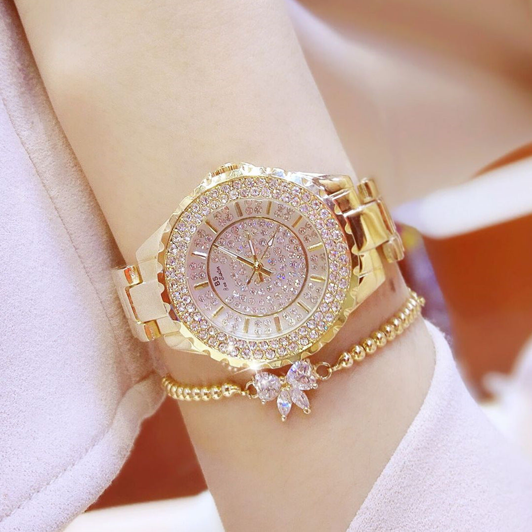 Hot new starry women&#039;s watch full brick automatic non-mechanical ladies watch student fashion watch waterproof