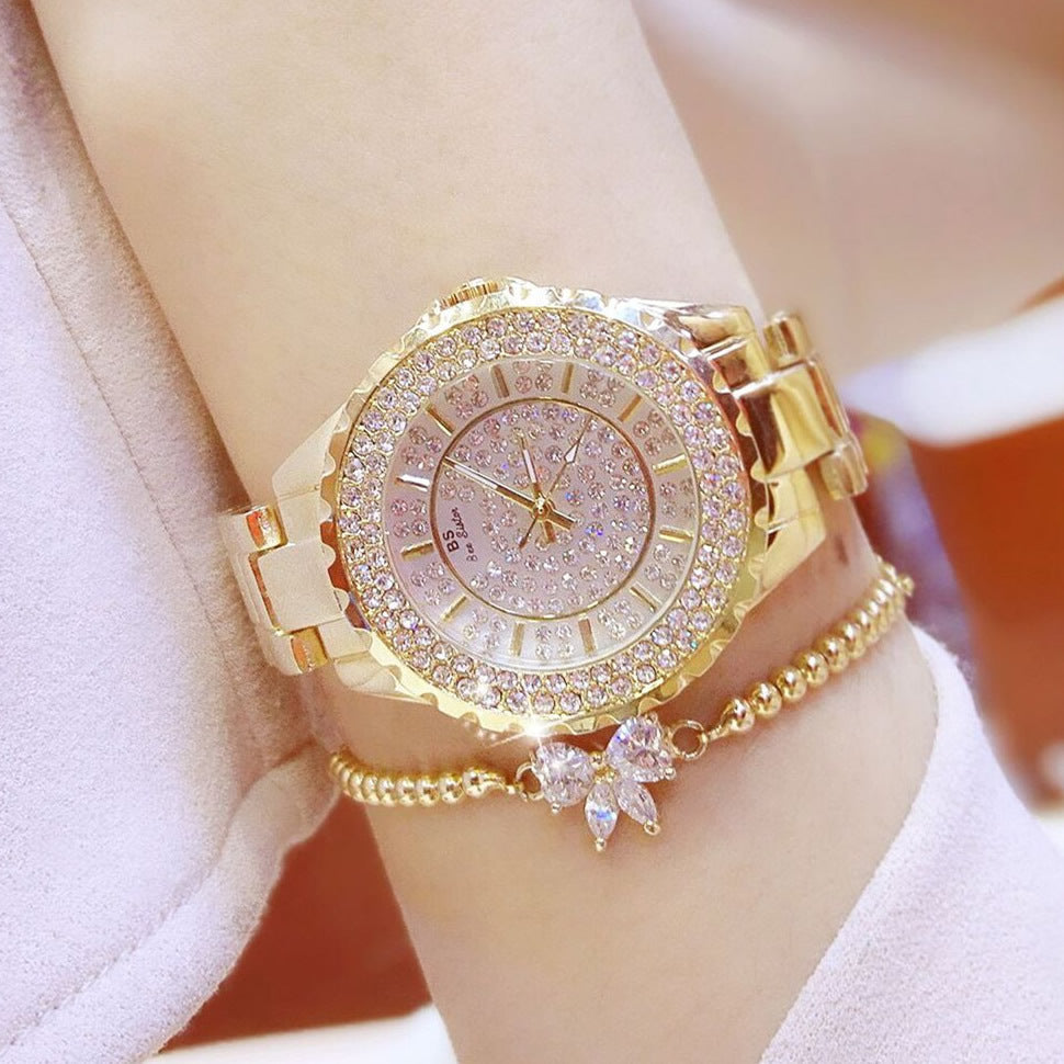 Hot new starry women&#039;s watch full brick automatic non-mechanical ladies watch student fashion watch waterproof