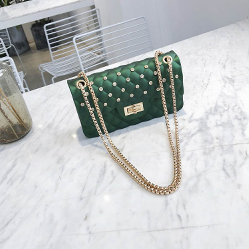 Diamond Chain One-Shoulder Diagonal Small Square Bag Michan Direct
