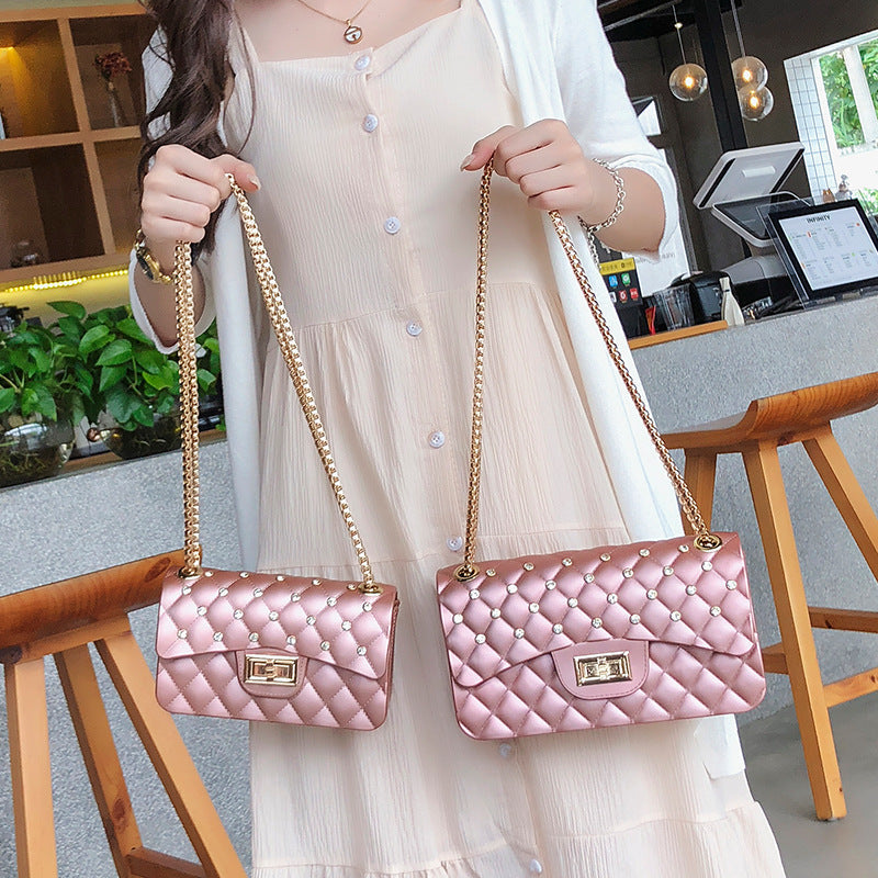 Diamond Chain One-Shoulder Diagonal Small Square Bag Michan Direct