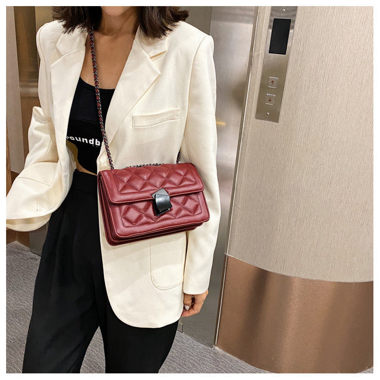 New trendy fashion texture messenger bag all-match one-shoulder small square bag Michan Direct