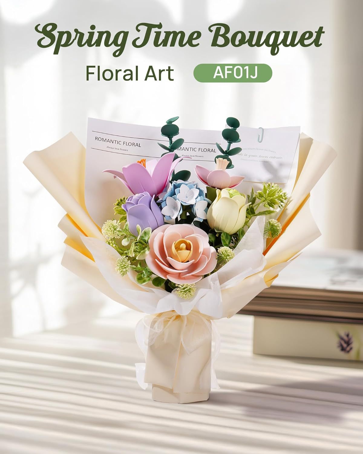 Plastic Flower Puzzle ROBOTIME 3D, Spring Time Bouquet DIY Model Kits For Gift AF01J Luxe By Sarah