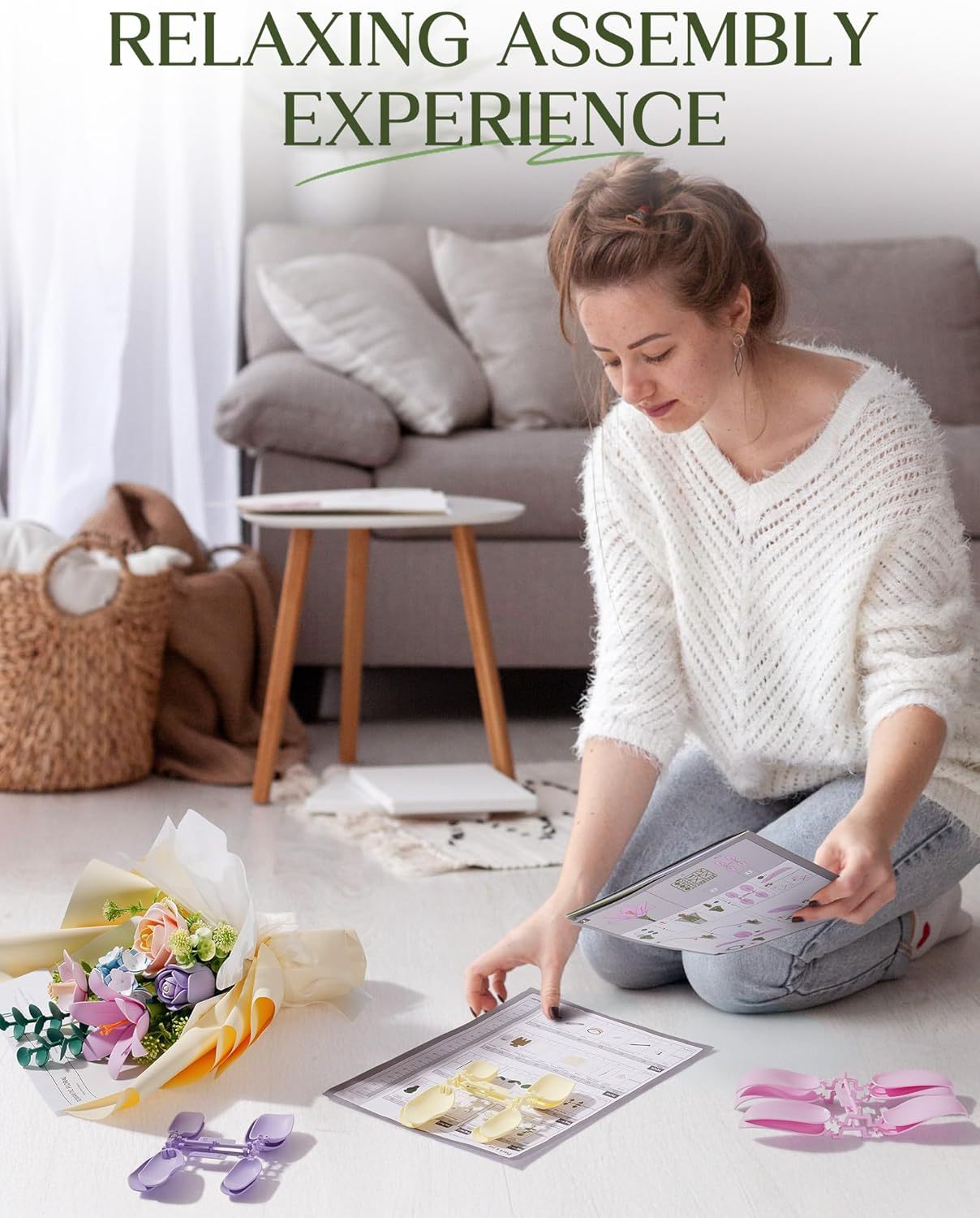 Plastic Flower Puzzle ROBOTIME 3D, Spring Time Bouquet DIY Model Kits For Gift AF01J Luxe By Sarah