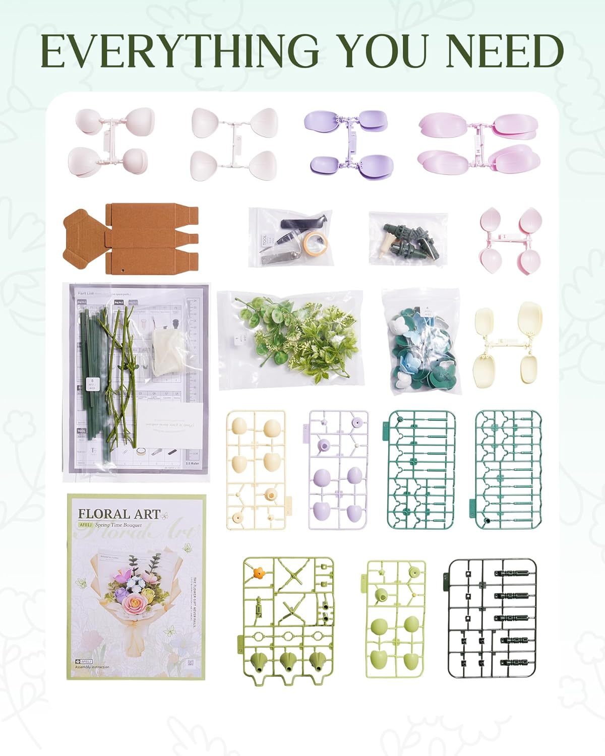 Plastic Flower Puzzle ROBOTIME 3D, Spring Time Bouquet DIY Model Kits For Gift AF01J Luxe By Sarah