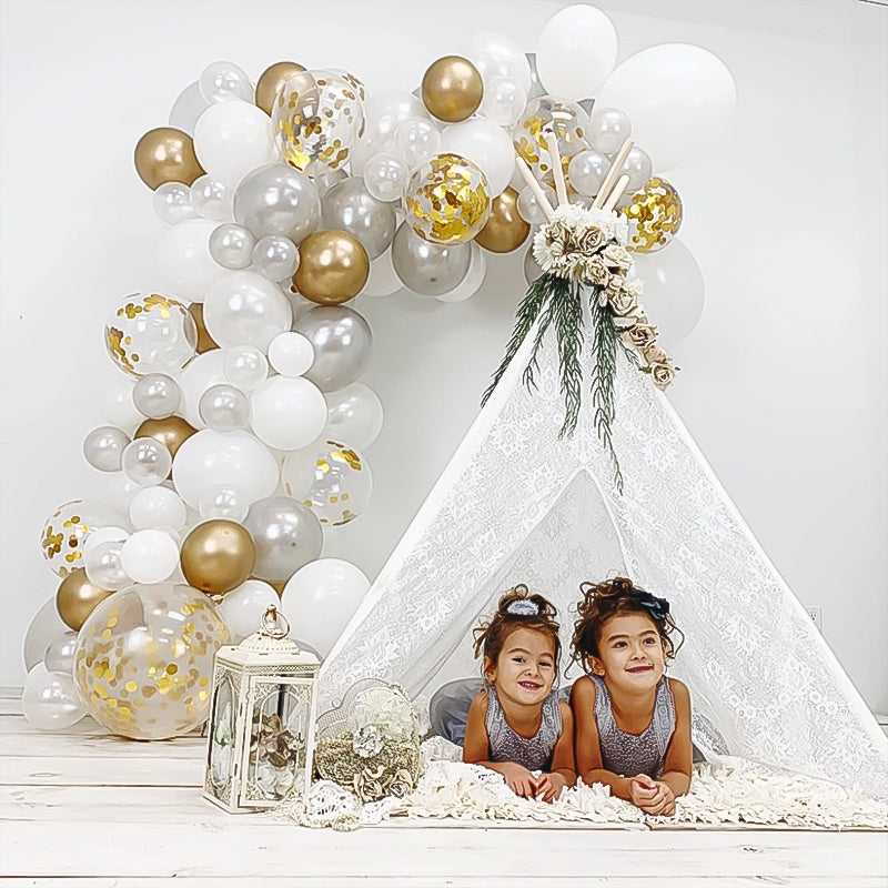 Balloon Arch Garland Kit Gold Confetti 120 pcs 12 Inch Latex Balloons - Luxe By Sarah
