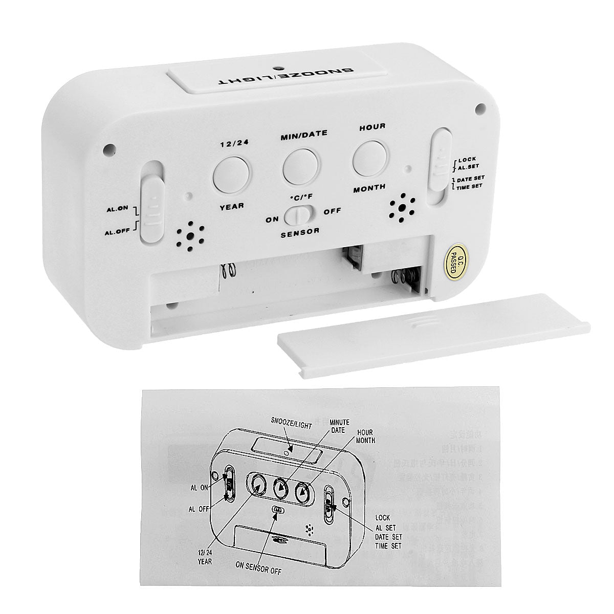 Smart Simple 5.3 Inch Silent LED Digital Alarm Clock w/ Date Temp Display -White Luxe By Sarah