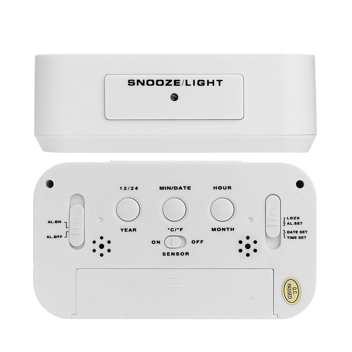 Smart Simple 5.3 Inch Silent LED Digital Alarm Clock w/ Date Temp Display -White Luxe By Sarah