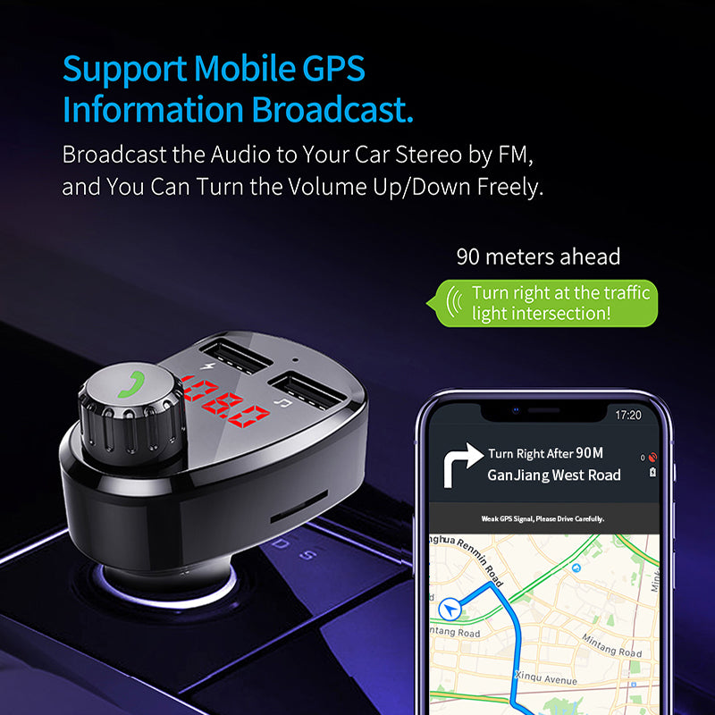 Car Bluetooth G13 MP3 Music Player Dual USB Hands-Free Call FM Transmitter Luxe By Sarah