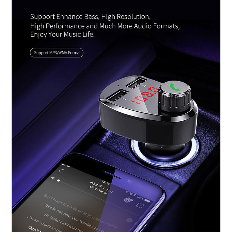 Car Bluetooth G13 MP3 Music Player Dual USB Hands-Free Call FM Transmitter Luxe By Sarah