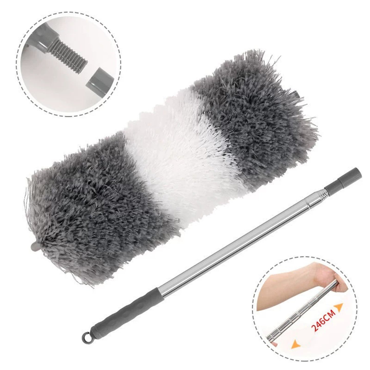 Duster Long Extendable Feather  Duster Magic Cobweb Duster Brush - Grey - Luxe By Sarah