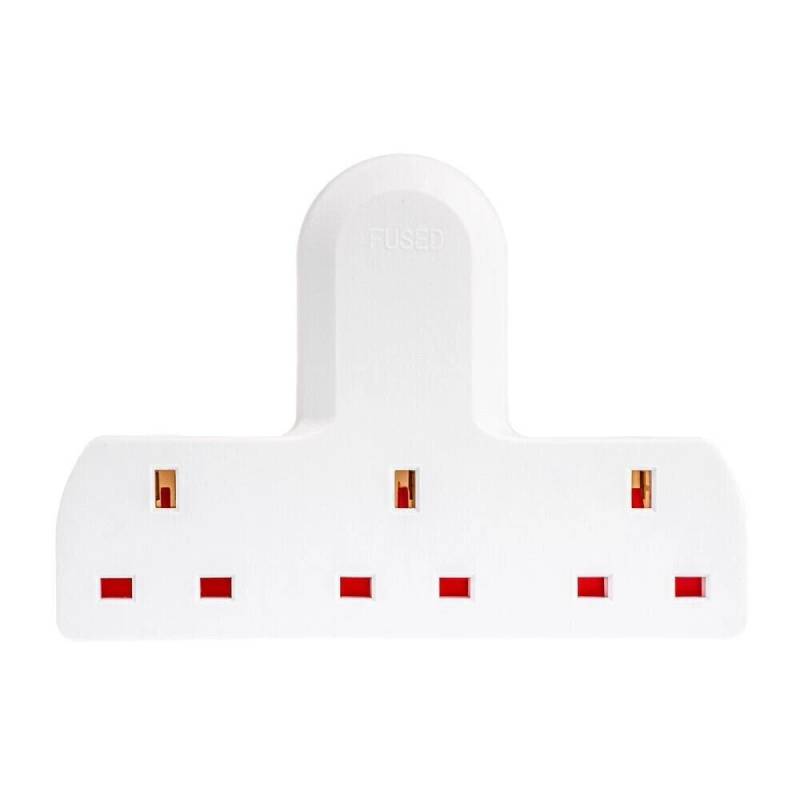 Electric Gang Extension 3 Way Wall Socket UK Mains Plug Adaptor Convert Extender 13A Luxe By Sarah