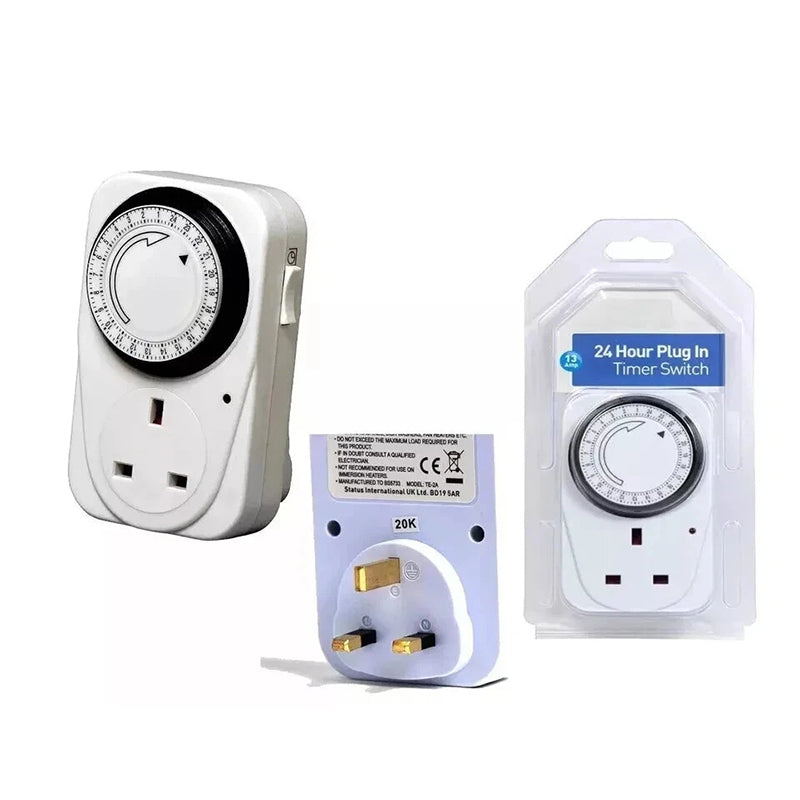 24 Hour Electric Mains Plug In Timer Switch Time Clock Socket UK 3 Pin Adapter- Luxe By Sarah