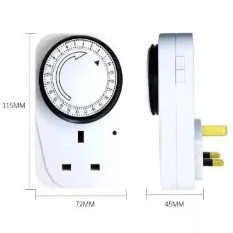 24 Hour Electric Mains Plug In Timer Switch Time Clock Socket UK 3 Pin Adapter- Luxe By Sarah