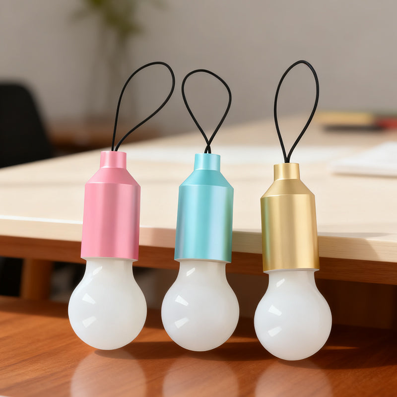 Small LED Light Bulb Shape Keychain Pull Switch 5.5cm Random Colours - Luxe By Sarah