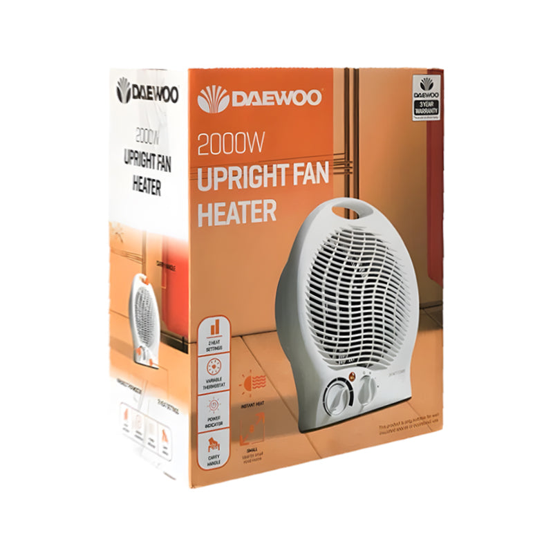 2000W Plastic Upright Fan Heater Portable Heater with Thermostat - White Luxe By Sarah