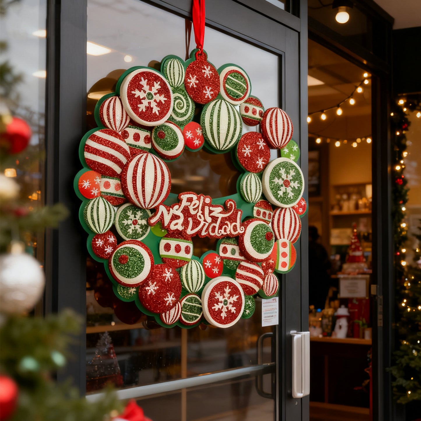 Santa Claus Elk 13.78 Inch Christmas Ornaments for Front Door Xmas Balls for Outdoor Indoor - Luxe By Sarah