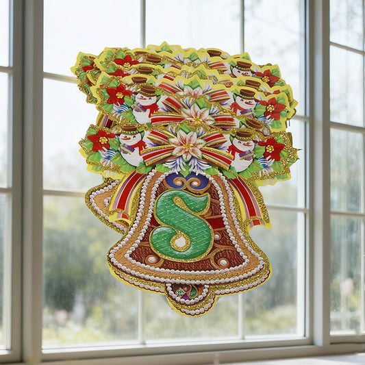 2.6M Glitter Merry Christmas Festive Paper Santa Bell Bunting Banner with Assorted Designs - Random sent GoDropship