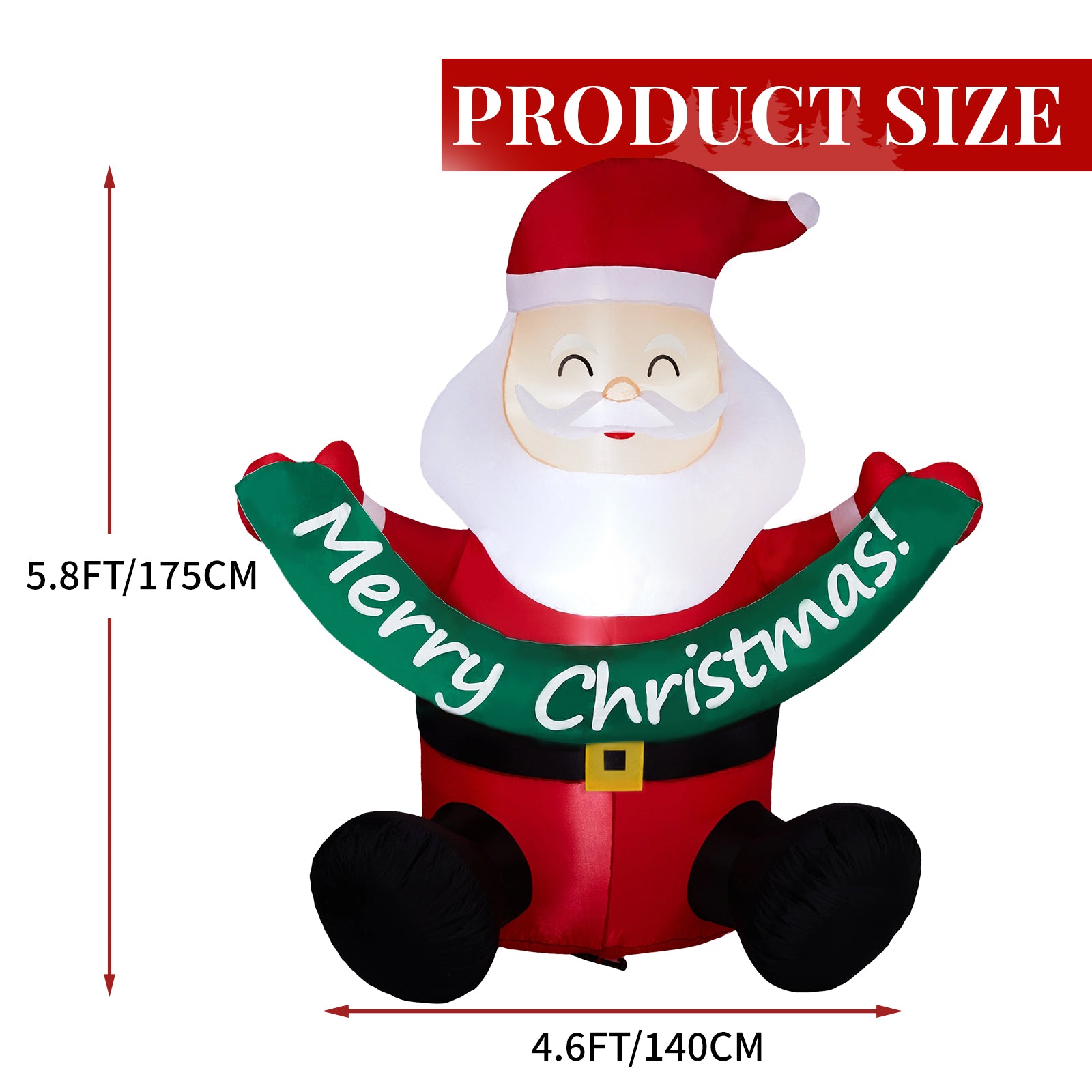1.75M Lighted Christmas Inflatable Decoration, Inflatable Santa Claus Holding Banner, Funny Blow Up Yard Decorations with Built-in LED Lights for Holiday Party Front Yard Lawn Garden Decor didqqg-2w