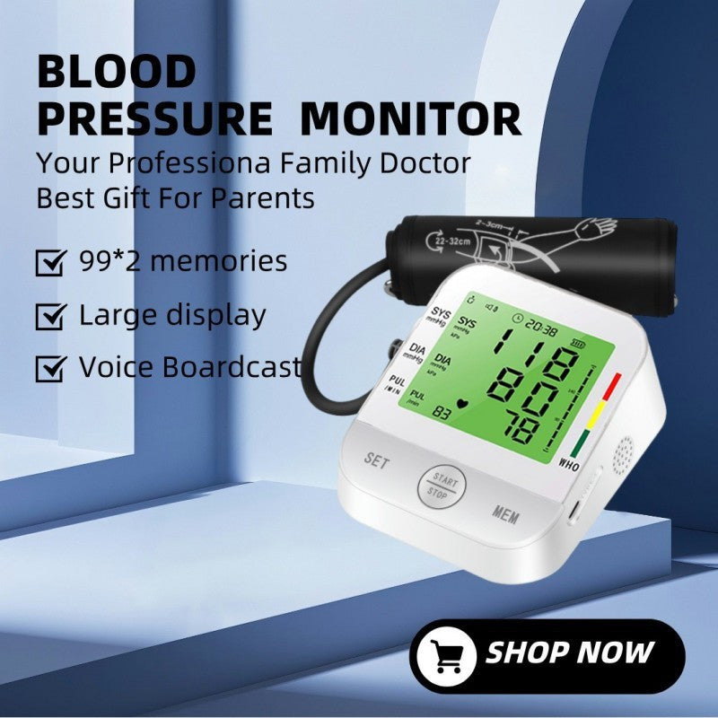 Home Arm Blood Pressure Monitor With Large Arm Cuff, Voice Announcement, Three-color Backlight And Large Display - Luxe By Sarah