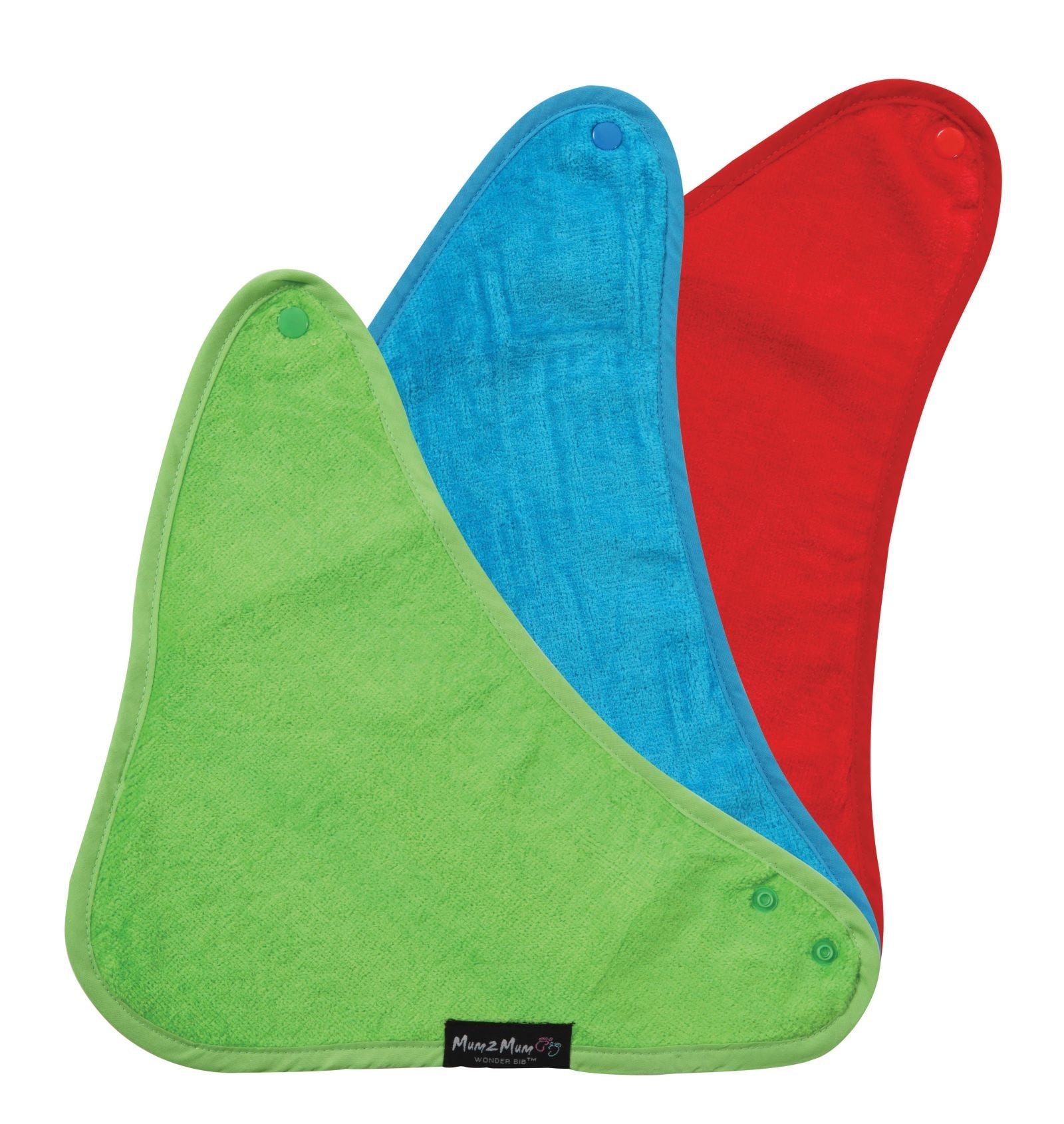 3 PACK - Mum 2 Mum Bandana Style Wonder Bibs - Red / Lime / Teal Baby&More