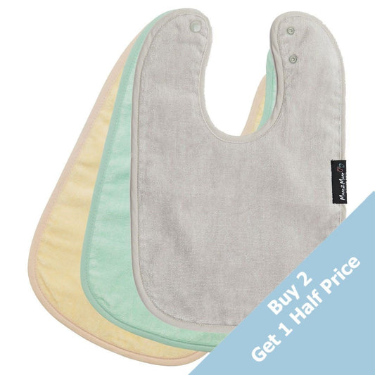 3 PACK - Mum 2 Mum Standard Wonder Bibs - Lemon / Mint / Stone