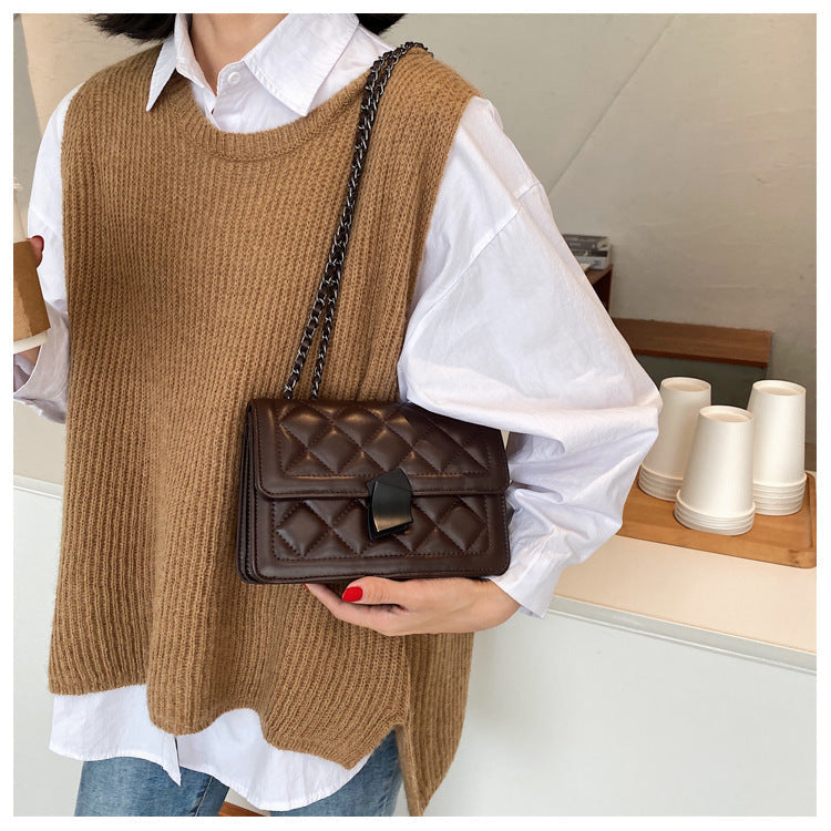 New trendy fashion texture messenger bag all-match one-shoulder small square bag Michan Direct
