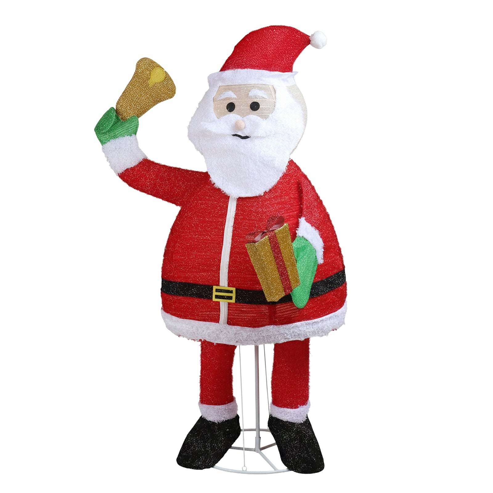 1.8M Lighted Santa Claus Holding Bell Christmas Yard Decorations, Pre-lit Pull Up Santa with 200 Warm White LEDs, for Xmas Outdoor Holiday Indoor Decor Lighted Holiday Displays didqqg-2w