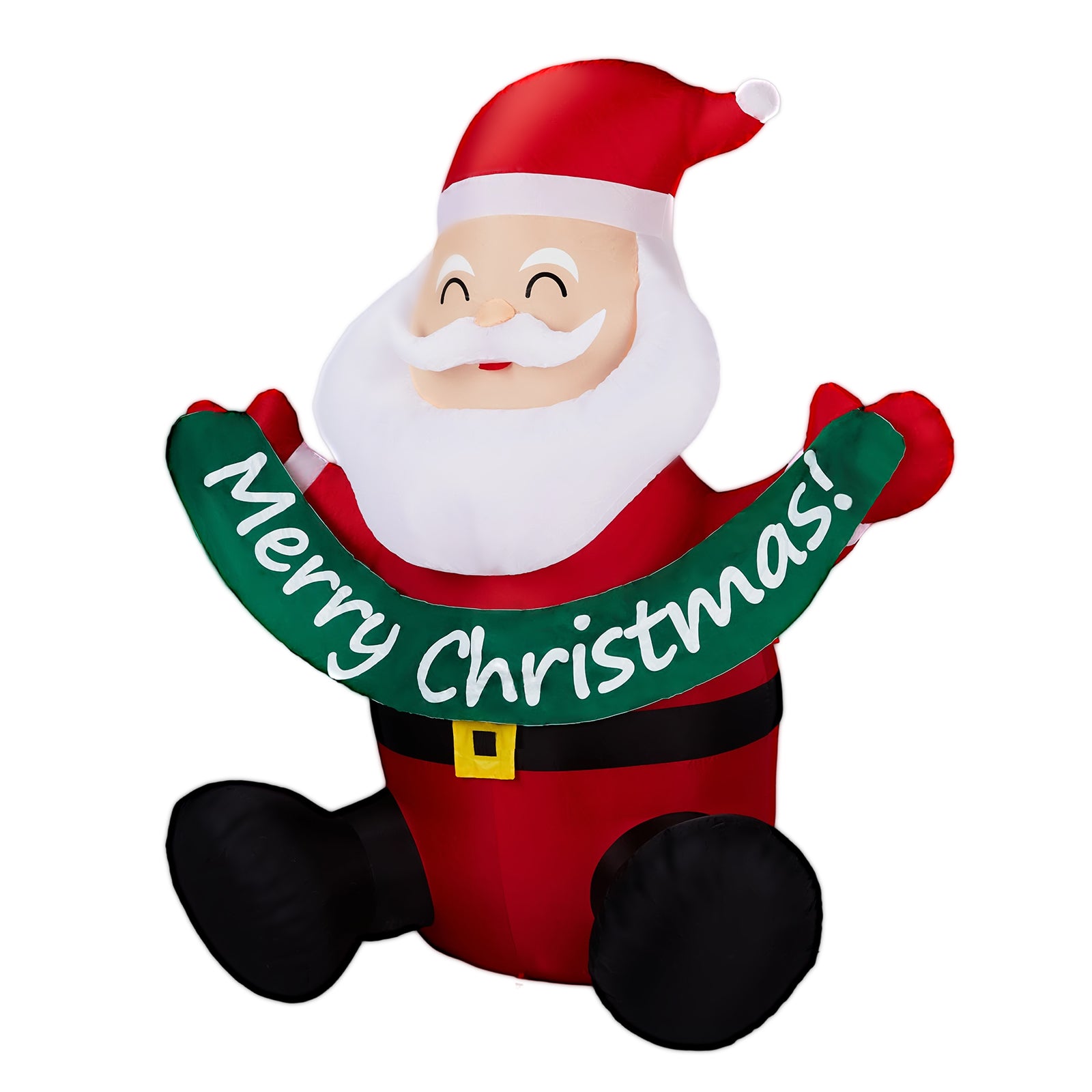 1.75M Lighted Christmas Inflatable Decoration, Inflatable Santa Claus Holding Banner, Funny Blow Up Yard Decorations with Built-in LED Lights for Holiday Party Front Yard Lawn Garden Decor didqqg-2w