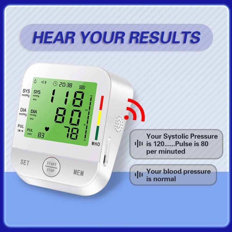 Home Arm Blood Pressure Monitor With Large Arm Cuff, Voice Announcement, Three-color Backlight And Large Display - Luxe By Sarah