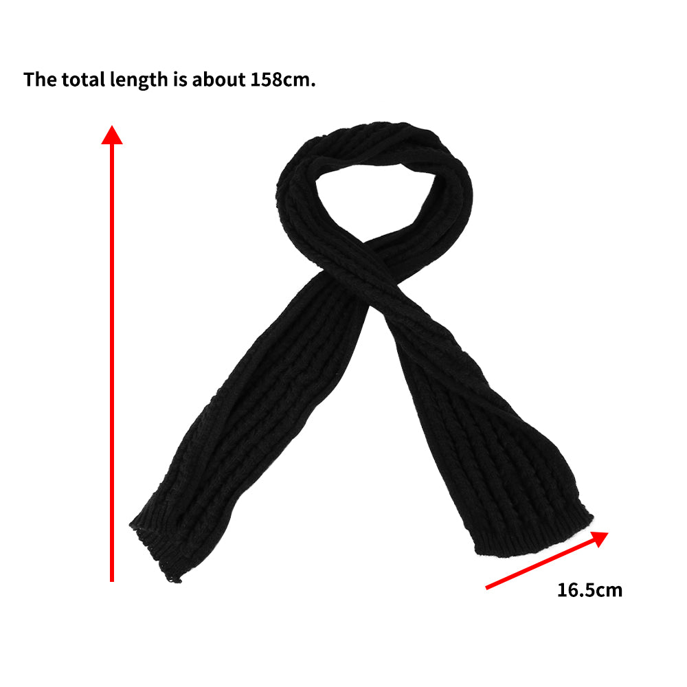Scarf Women Winter Versatile Solid Color Thickened Woolen Knitted Scarf - Black - Luxe By Sarah