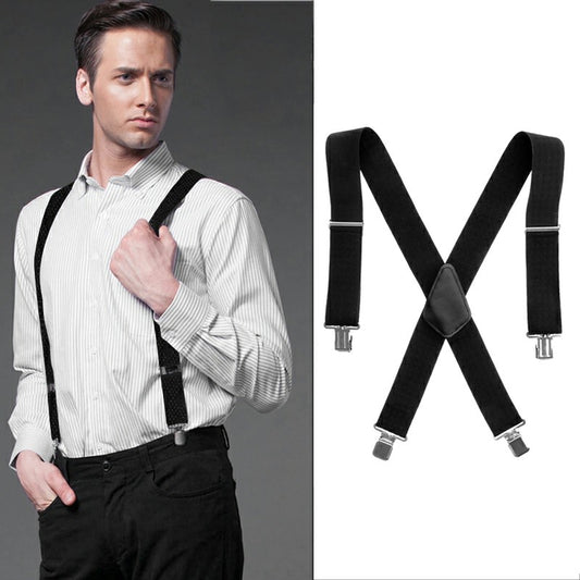 Adjustable Grid Plain Mens Braces Suspenders Heavy Duty Trouser Elastic UK 50mm