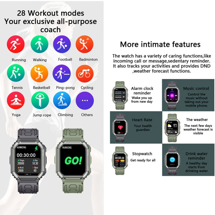 KR06 Waterproof Pedometer Sport Smart Watch, Support Heart Rate / Blood Pressure Monitoring / BT Calling Mira Sales