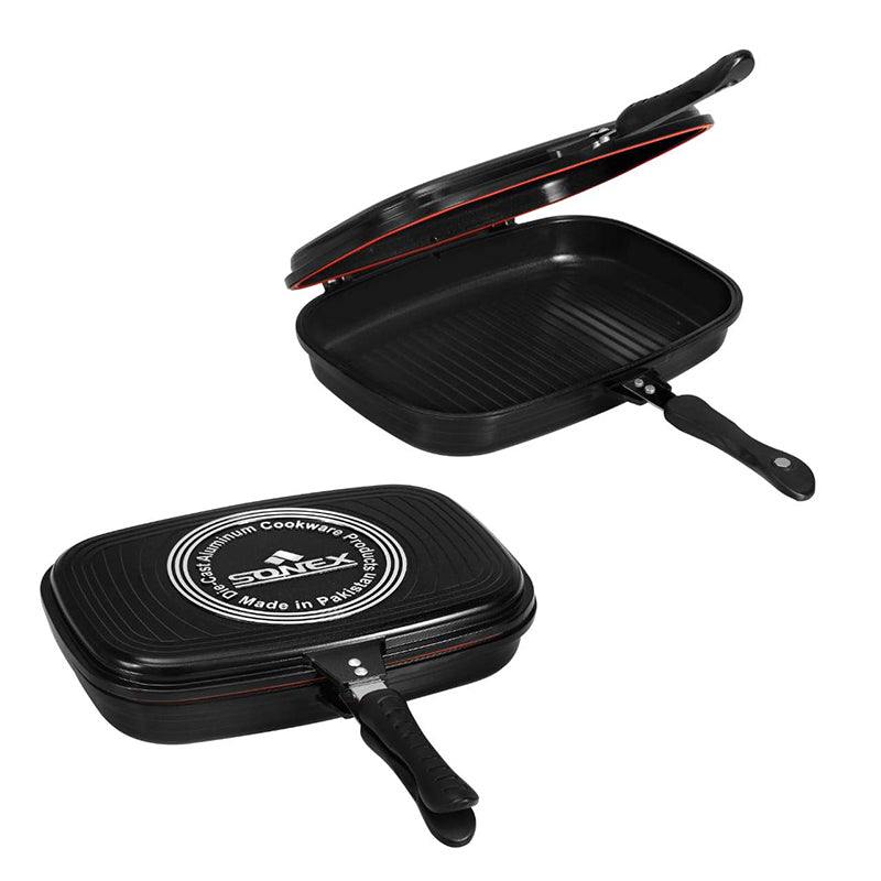 Double Sided Multifunctional Pan BBQ Grill Pan Diecast Kitchenware 36 cm - Random Colour Luxe By Sarah