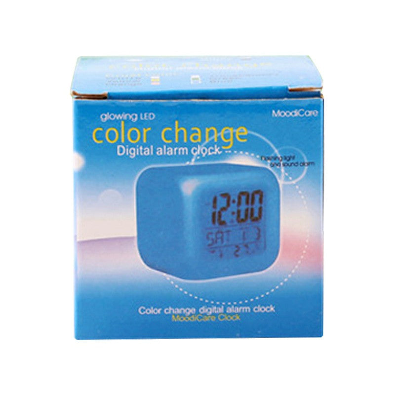 7 Colors Glowing LED Digital Silent Alarm Clock Cube with Date Day and Temperature Display - Luxe By Sarah