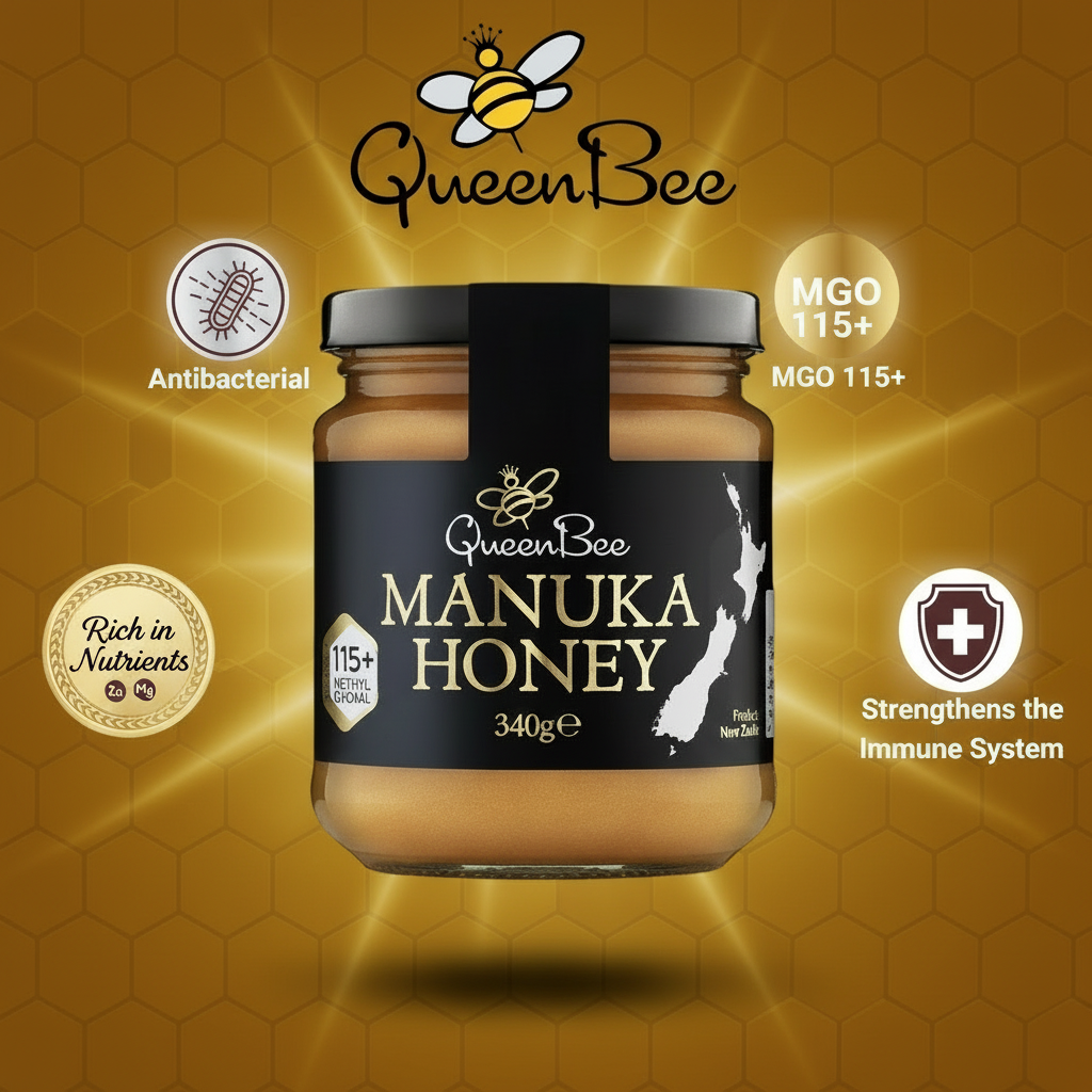 Queen Bee Manuka Honey MG115 - 340g Natural Health World UK