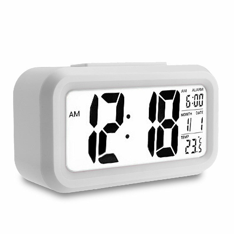 Smart Simple 5.3 Inch Silent LED Digital Alarm Clock w/ Date Temp Display -White Luxe By Sarah