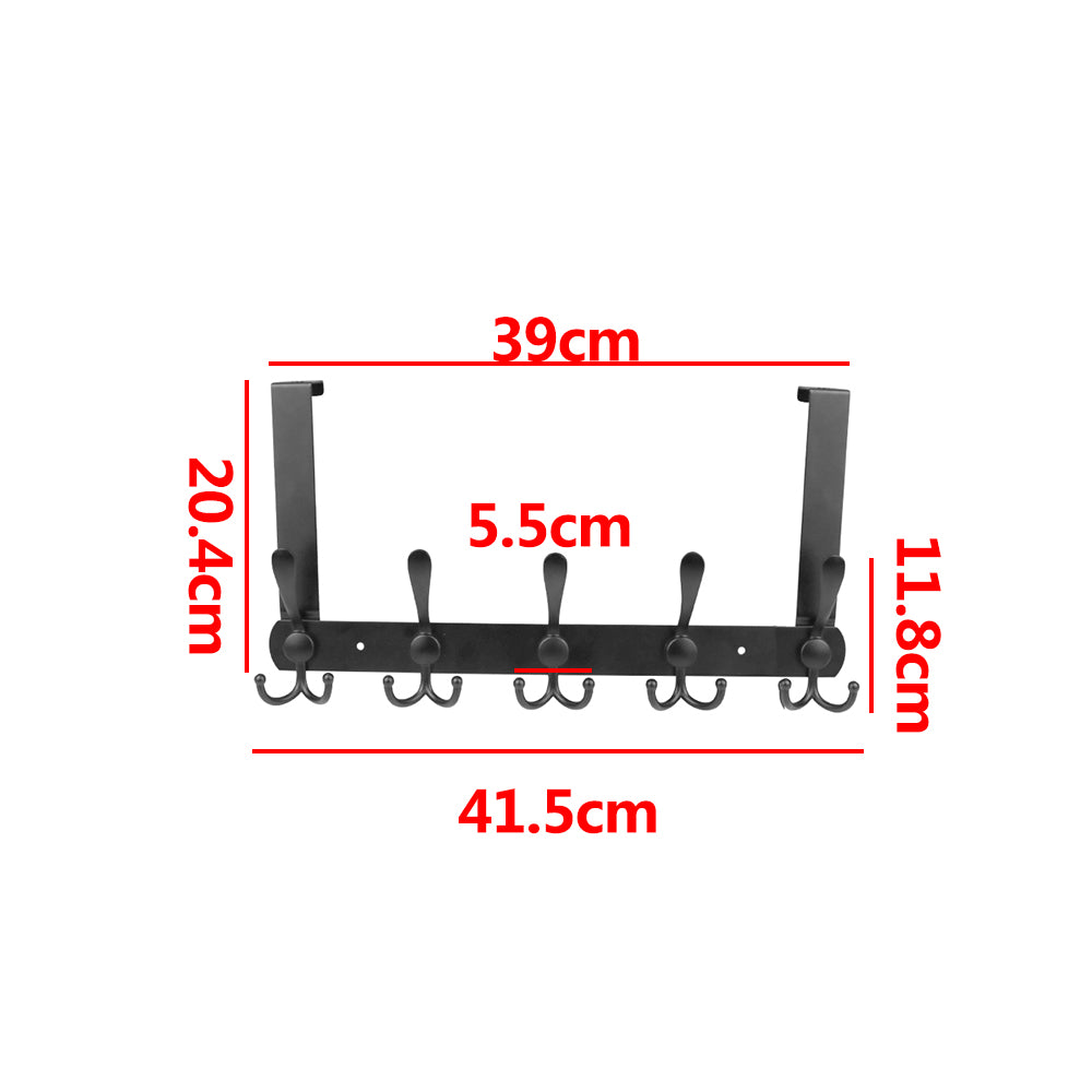 15 Hooks Over The Door Hanger Clothes Coat Jacket Rack Towel Holder - Black - Luxe By Sarah